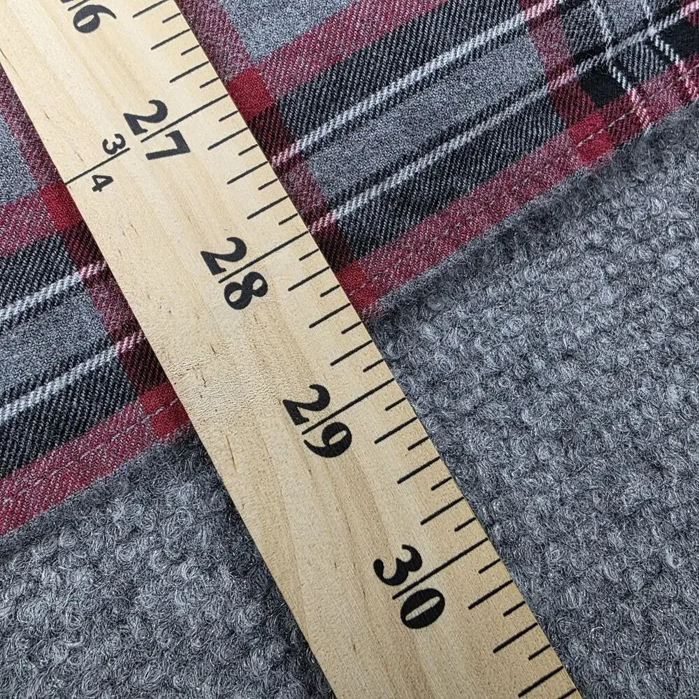 Banana Republic Shirt Mens Tall Medium Gray Plaid Flannel Untucked Standard Fit